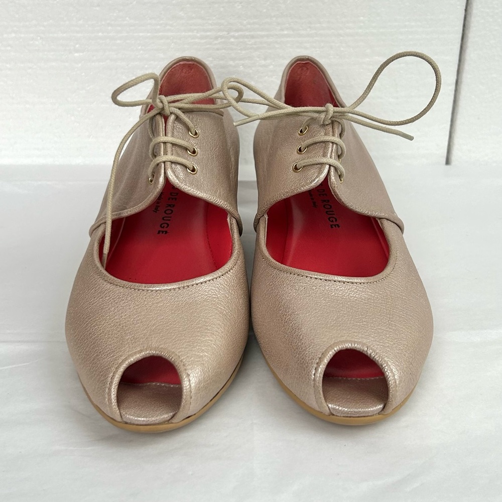 EUC Vintage Pase de Rouge Italian Leather Peep Toes Wedge Shoes